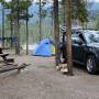Zeltplatz auf dem Wapiti Campground kurz vor Jasper. Wir Zelten direkt am Athabaska River.
